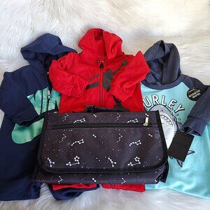 Nike/Jordan/Hurley Baby Coverall Hooded Bundle with Portable Changing Pad SZ 18M